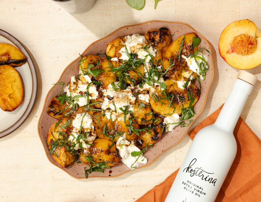 Grilled Peach + Burrata Salad
