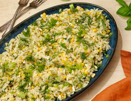 Grilled Corn + Orzo Pasta Salad