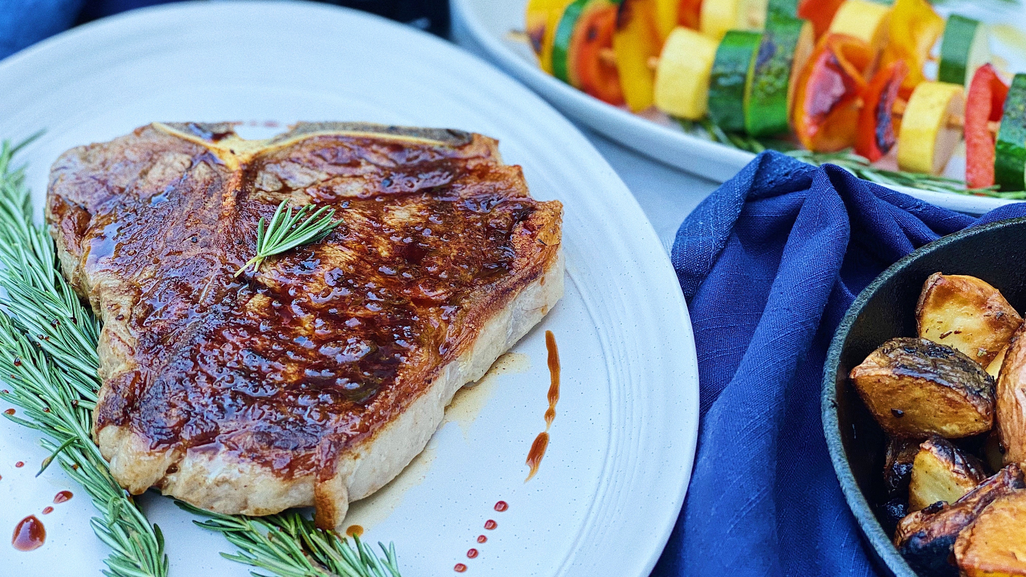 Porterhouse Steak with Dark Chocolate Balsamic Vinegar