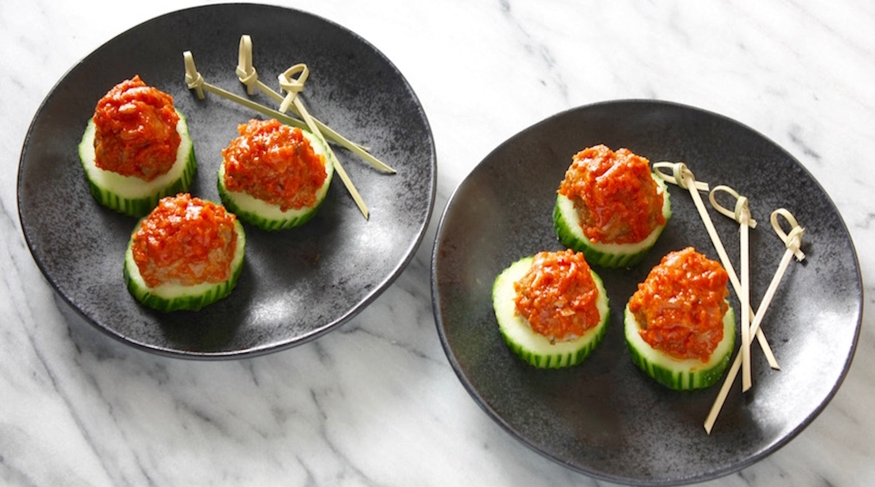 Mini Meatballs and Cucumber Bites