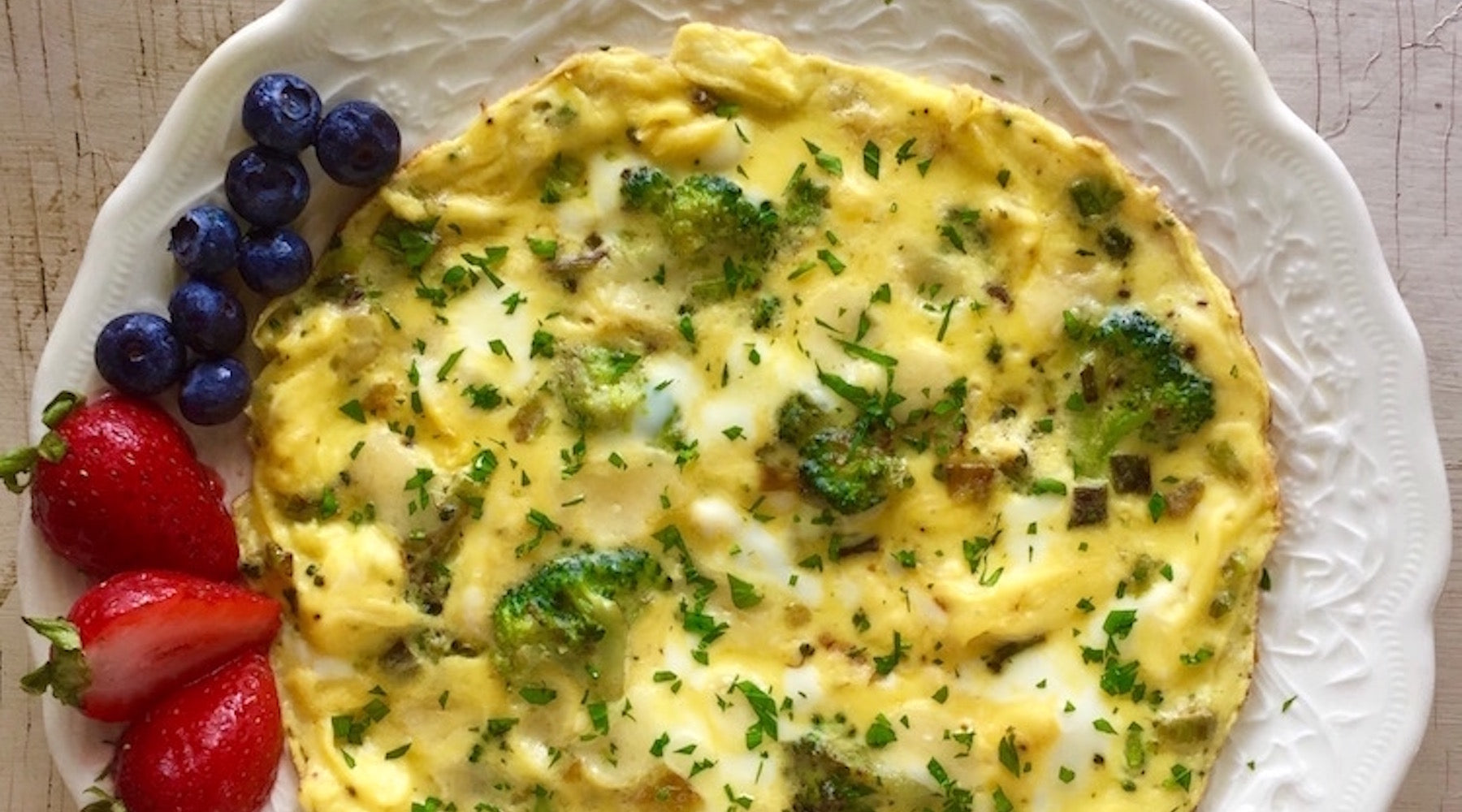 Vegetable Frittata with Leeks, Broccoli, and Sharp Cheddar Cheese