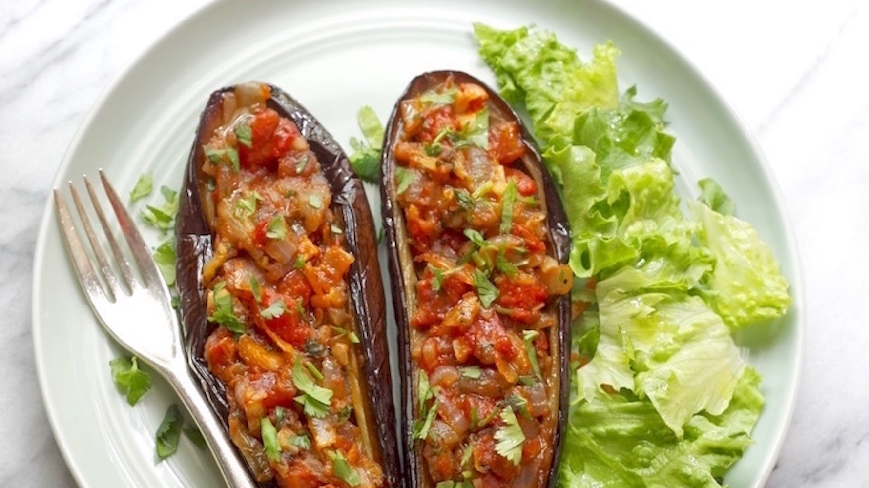 Stuffed Roasted Eggplants (Vegetarian)